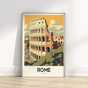 Retro Rom Reise Poster | Vintage Stadt Kunst | Bunter Reise-Druck | Stadt Print | Europa Poster | Digital Download DRUCKBARE Retro Wandkunst