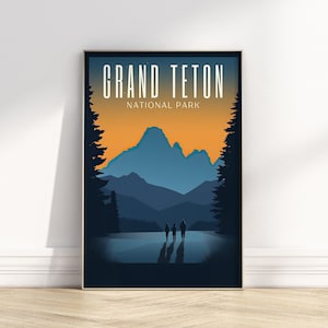 Grand Teton Nationalpark Wall Art Print | Retro Vintage Nationalpark Druck | Nationalpark Geschenk | Digitaler Download DRUCKBARE Reise-Plakat