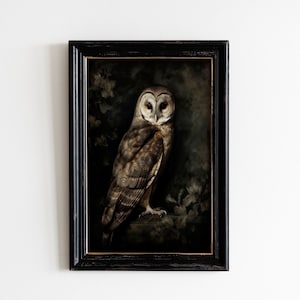 Owl Dark Academia Print | Moody Gothic Wall Art | Dark Cottagecore | Witchy Decor and Gifts | Owl Art | Digital Download PRINTABLE Wall Art