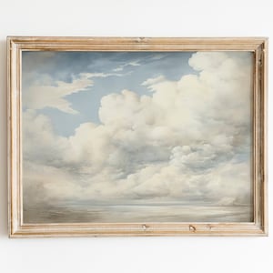 Bewölkter Himmel Muted Vintage Druck | Bauernhaus-Wand-Dekor | Neutrale Wandkunst | Wohnzimmer Kunst | Digital Download DRUCKBARE Vintage Wandkunst