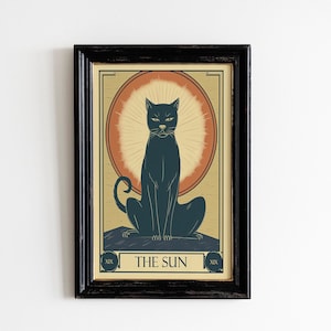 The Sun Tarot Card Cat | Boho Wall Art | Witchy Wall Art | Cat Wall Art | Tarot Cat Lover Gift | Digital Download PRINTABLE Cat Tarot