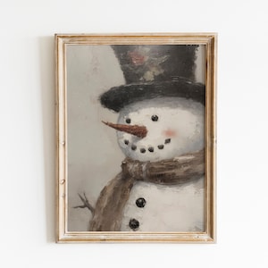 Snowman Muted Vintage Christmas Print | Winter Wall Art | Vintage Wall Art | Christmas Gifts | Digital Download PRINTABLE Christmas Wall Art