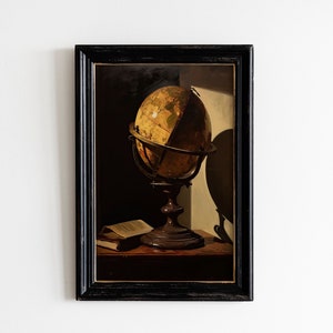 Antique Globe Light Academia Print | Victorian Cottagecore Decor | Vintage Wall Art | Academia Aesthetic | Digital Download PRINTABLE Art