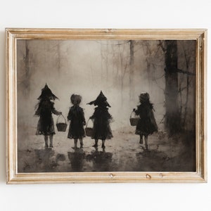 Trick or Treaters | Muted Vintage Halloween | Spooky Wall Art | Autumn Prints | Fall Wall Art | Digital Download PRINTABLE Vintage Wall Art