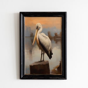 Pelican Vintage Wall Art Print | Bird Wall Art | Farmhouse Wall Art | Cottagecore Art |Digital Download PRINTABLE Rustic Wall Art