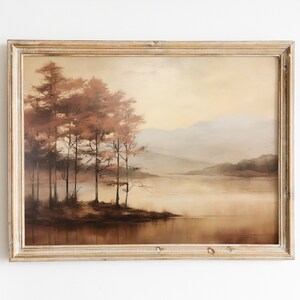 Gedempte herfstafdruk herfstmeer | Neutrale muurkunst | Rustieke boerderijkunst | Vintage muurkunst | Digitale kunst downloaden AFDRUKBARE muurkunst