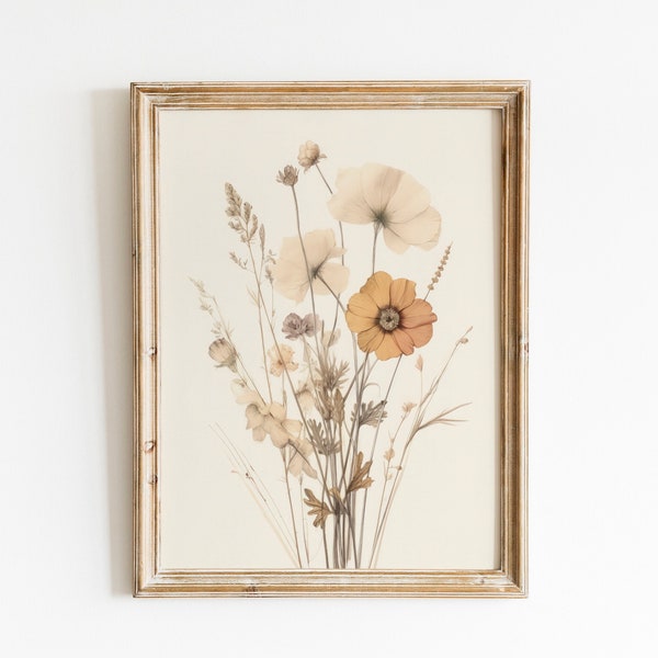 Pressed Flowers French Country Print | Rustic Farmhouse Art | Flower Art | Aesthetic Wall Art | Digital Download PRINTABLE Vintage Decor