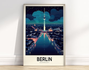 Retro Berlin Travel Poster | Vintage City Art | Colorful Travel Print | Europe Prints | Digital Download PRINTABLE Retro Wall Art