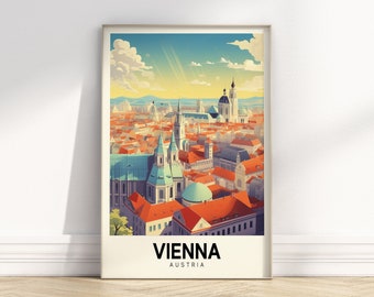 Retro Vienna Travel Poster | Vintage City Art | Colorful Travel Print | Europe Prints | Digital Download PRINTABLE Retro Wall Art