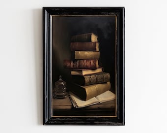 Antique Books Light Academia Print | Victorian Cottagecore Decor | Vintage Wall Art | Academia Aesthetic | Digital Download PRINTABLE Art