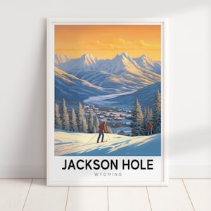 Jackson Hole Ski Resort Travel Poster | Mountain Wall Art | Cabin Decor | Vintage Poster | Ski Art | Digital Download PRINTABLE Wall Art