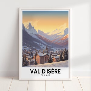 Val d'Isere Schigebiet-Reise-Plakat | Berg Wand Kunst | Cabochon Dekor | Vintage Poster | Ski Wand Kunst | Digitaler Download DRUCKBARE Wandkunst