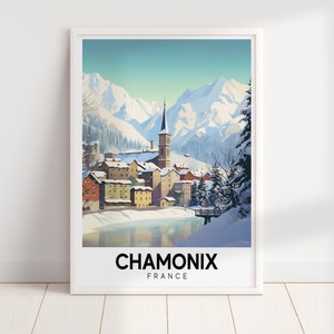 Chamonix Ski Resort Travel Poster | Mountain Wall Art | Cabin Decor | Vintage Poster | Ski Wall Art | Digital Download PRINTABLE Wall Art