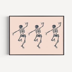 Dancing Skeletons Halloween Wall Art | Halloween Decor | Gothic Wall Art | Spooky Art | Digital Download Halloween PRINTABLE Skeleton Art
