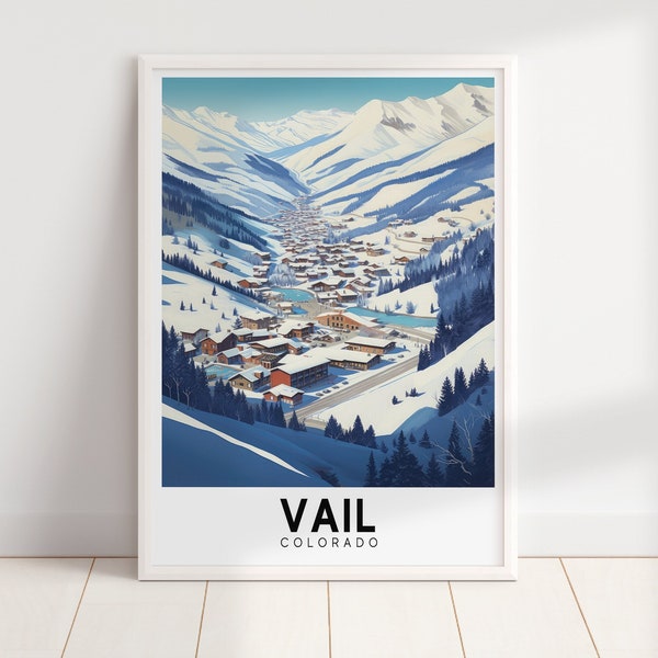 Vail Ski Resort Travel Poster | Mountain Wall Art | Cabin Decor | Vintage Poster | Ski Wall Art | Digital Download PRINTABLE Wall Art