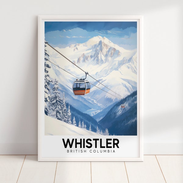 Whistler Ski Resort Travel Poster | Mountain Wall Art | Cabin Decor | Vintage Poster | Ski Wall Art | Digital Download PRINTABLE Wall Art