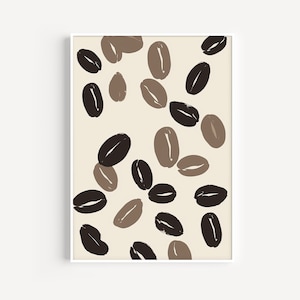 Arte de parede de grãos de café | Decoração minimalista de parede de cozinha | Decoração de cafeteria | Presentes de café | Download digital de pôster para impressão de cafeteria