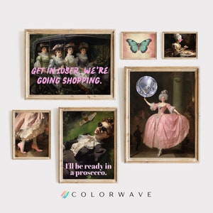 Set of 6 Trendy Wall Art Prints | Altered Art | Renaissance Wall Art | Aesthetic Room Decor | Digital Download PRINTABLE College Dorm Decor