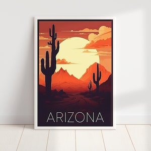 Retro Arizona Travel Poster | Minimalist Retro Wall Art | Colorful Modern Travel Print | Arizona Gift | Digital Download PRINTABLE Art