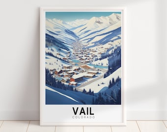 Vail Ski Resort Travel Poster | Mountain Wall Art | Cabin Decor | Vintage Poster | Ski Wall Art | Digital Download PRINTABLE Wall Art