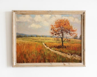 Rustic Autumn Field Print | Farmhouse Wall Decor | Fall Wall Art | Autumn Decor | Living Room Art | Digital Download PRINTABLE Vintage Art