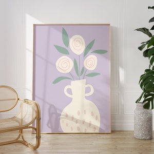 Boho Lilac Flower Vase Print | Botanical Art | Lavender Wall Art | Pastel Wall Art | Abstract Art | Digital Download PRINTABLE Wall Art