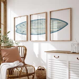 Boho Teal Surfboard Triptych Beach Art Print | Surf Wall Art | Beach House Decor | Digital Download PRINTABLE Sea and Surf Wall Art