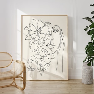 Black and White Abstract Face Print | Line Art Print | Black and White Wall Art | Abstract Wall Art | Digital Download PRINTABLE Wall Art