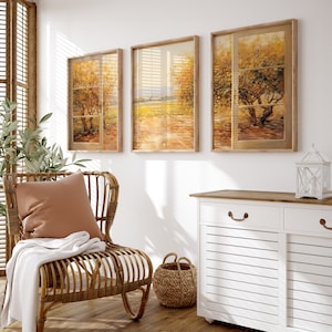 Herbst Ansicht von Apple Orchard Vintage Triptychon | Herbst Wand Kunst | Herbst Dekor | Landschaft Wandkunst | Digitaler Download DRUCKBARE Wand Kunst Set