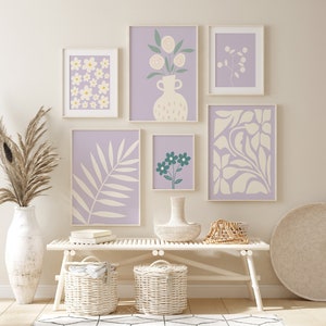 6 Boho Lilac Floral Prints | Botanical Art | Pastel Wall Art | Abstract Art | Dorm Decor | Digital Download PRINTABLE Wall Art Set