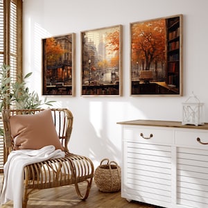 Herbst Ansicht von New York Vintage Triptychon | Herbst Wand Kunst | Herbst Dekor | Landschaft Wandkunst | Digitaler Download DRUCKBARE Wand Kunst Set