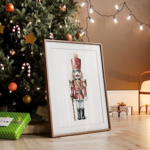 Nutcracker Watercolor Christmas Print | Christmas Wall Art Print | Watercolor Wall Art | Digital Download PRINTABLE Winter Wall Art