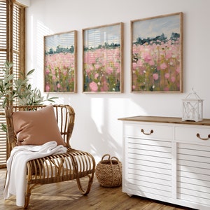 Impressionist Spring Flowers Triptych | Monet Print | Impressionist Art | Landscape Wall Art | Digital Download PRINTABLE Wall Art Set