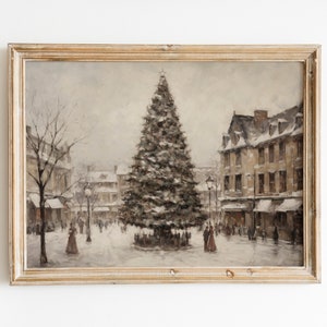 Christmas Tree Square Muted Vintage Print | Winter Art | Vintage Wall Art | Christmas Gifts | Digital Download PRINTABLE Wall Art
