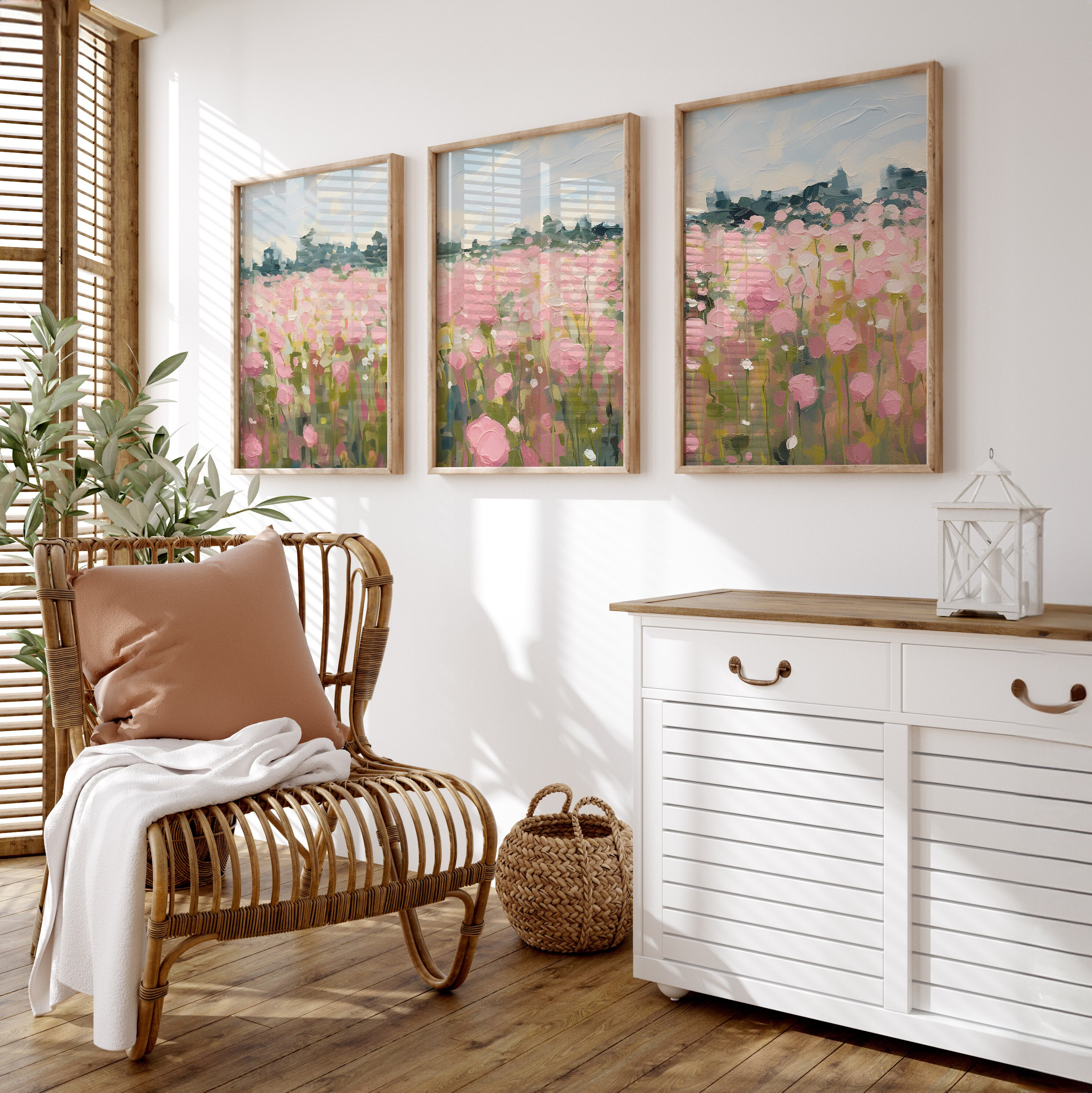 Impressionist Spring Flowers Triptych | Monet Print | Impressionist Art | Landscape Wall Art | Digital Download PRINTABLE Wall Art Set