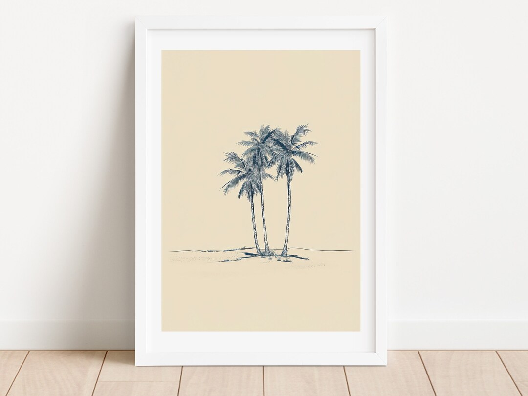 Vintage Palm Tree Print V-Neck Mini Dress main image 1