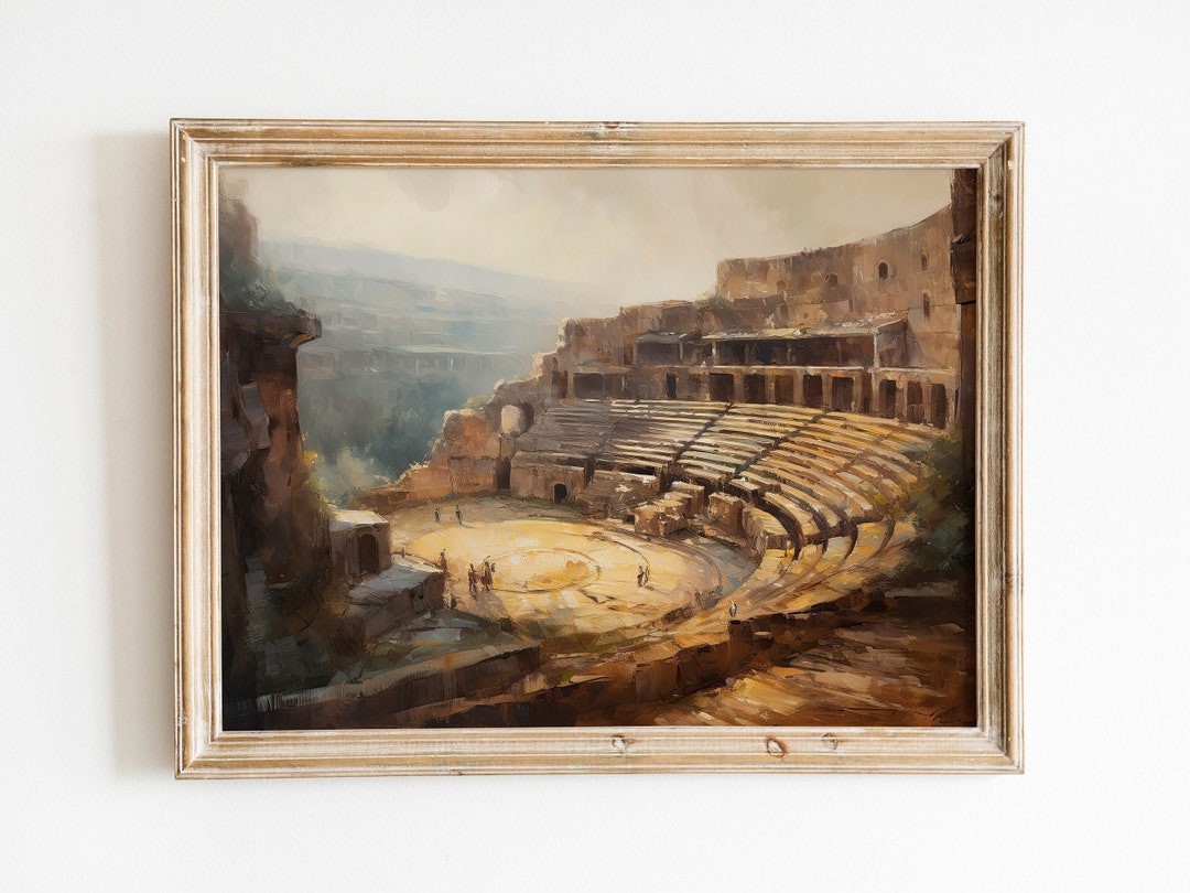 Roman Amphitheater Vintage Print | Rustic Farmhouse Art | Mediterranean ...
