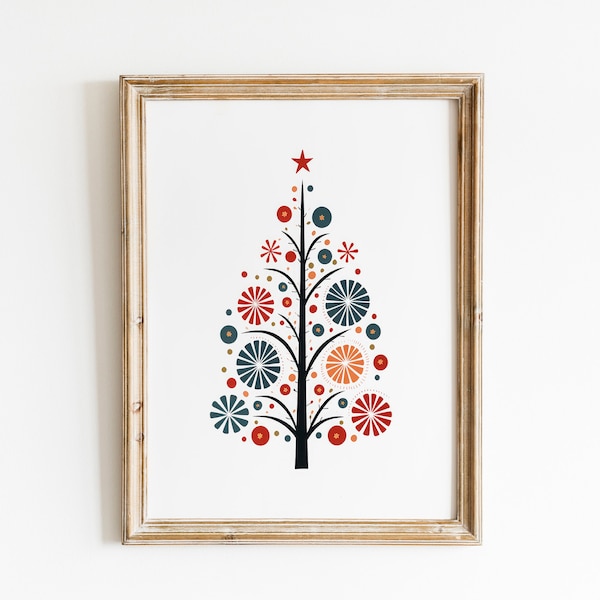 Scandi Christmas Tree Wall Art Print | Scandinavian Wall Art | Nordic Christmas | Christmas Wall Decor | Digital Download PRINTABLE Wall Art