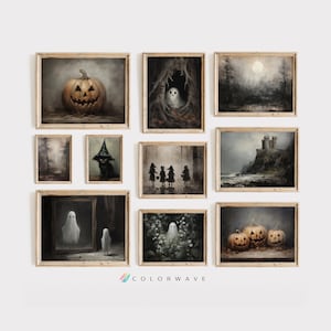 10 Muted Vintage Spooky Halloween Prints | Moody Wall Art | Spooky Ghost Art | Halloween Gallery Wall | Digital Download PRINTABLE Wall Art