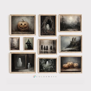 10 Gedämpfte Vintage Spooky Halloween Prints | Stimmungsvolle Wandkunst | Spooky Ghost Art | Halloween Galerie Wand | Digitaler Download DRUCKBARE Wandkunst