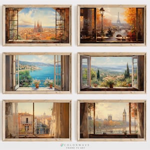 6 Famous City View Vintage Frame TV Art | City Art | Vintage Wall Art | Landscape Wall Art | Digital Download  Samsung TV Frame Art