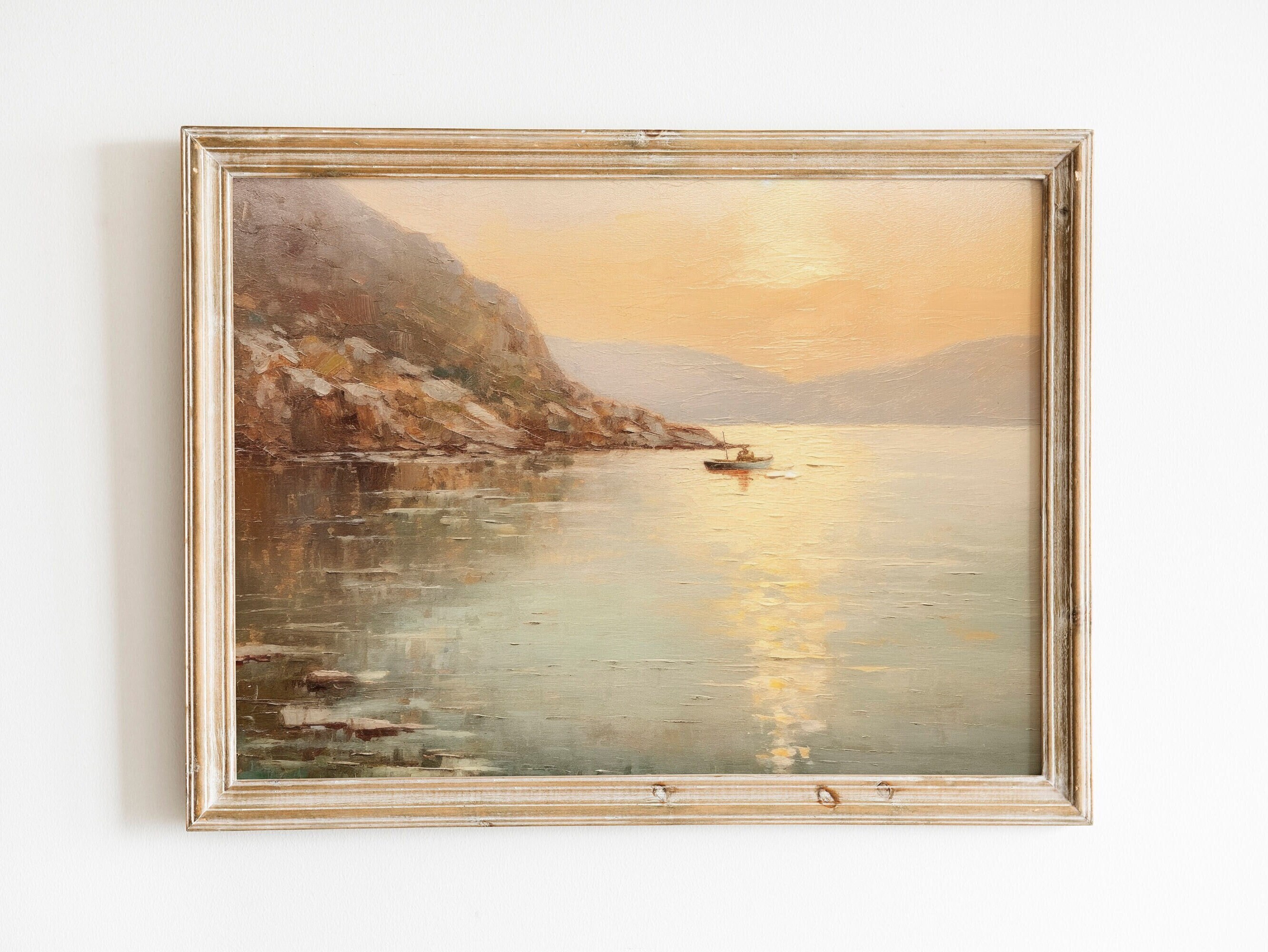 Sunset Bay French Country Print | Rustic Farmhouse Art | Coastal Wall Art | Aesthetic Wall Art | Digital Download PRINTABLE Vintage Decor