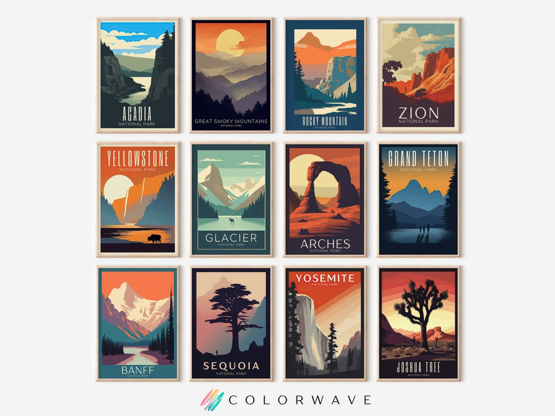 12 Vintage National Park Posters | Retro Vintage National Park Prints ...