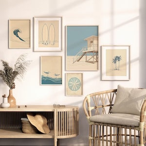 Set of 6 Beach Wall Art Prints | Vintage Beach Decor | Minimalist Beach House Decor | Digital Download PRINTABLE Sea and Surf Wall Art