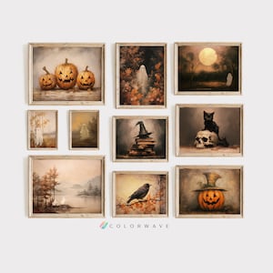 10 Rustikale Vintage Halloween Drucke | Kürbis Wandkunst | Gruselige Geist Wand Kunst | Halloween-Galeriewand | Digitaler Download DRUCKBARE Wandkunst