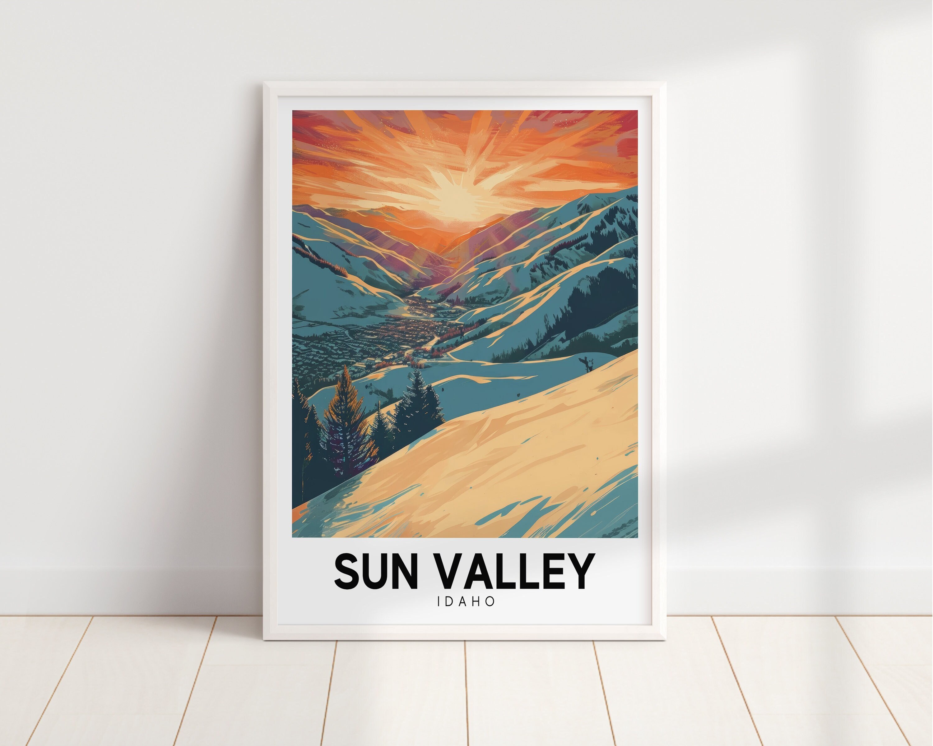 Sun Valley Ski Resort Travel Poster | Mountain Wall Art | Retro Cabin Decor | Vintage Poster | Ski Wall Art | Digital Download PRINTABLE Art