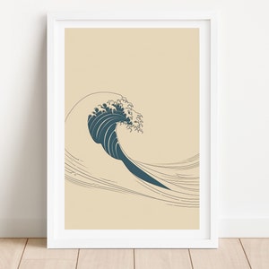 Oceaangolfkustprint | Vintage nautisch decor | Strandhuiskunst | Minimalistisch oceaanhuisdecoratie | Digitale download AFDRUKBARE oceaanprint