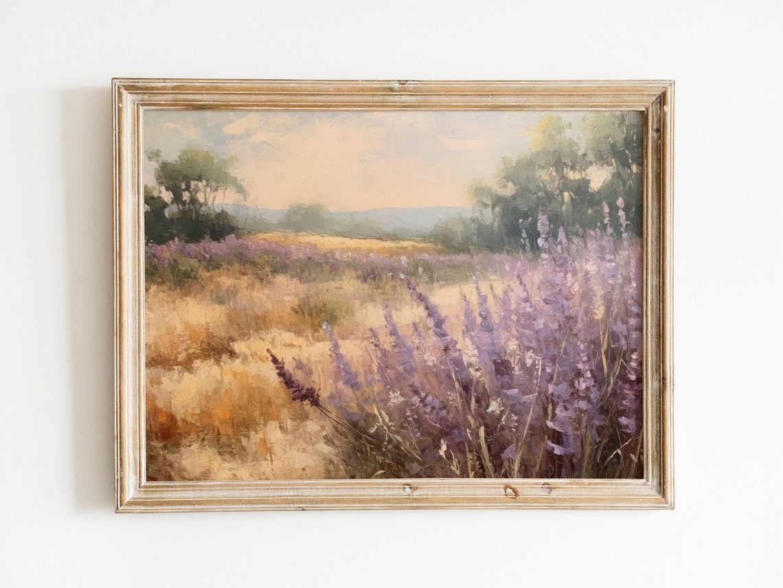 Lavender Field French Country Print Rustic Farmhouse Art image 1