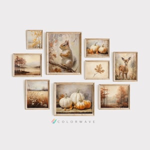 9 Muted Neutral Fall Prints | Fall Wall Art | Autumn Wall Art | Rustic Living Room Art | Digital Art Download PRINTABLE Gallery Wall Set