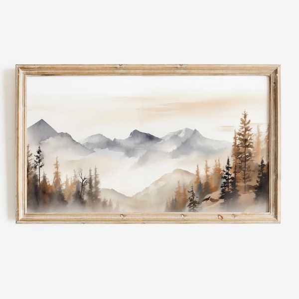 Neutral Mountains Vintage Frame TV Art | Abstract Modern Wall Decor | Nature Wall Art | Digital Download  Samsung TV Frame Art